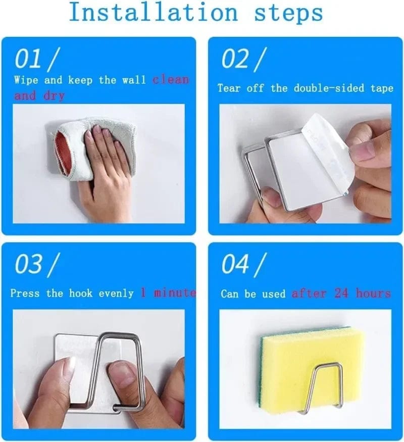 Porte-Éponges en Acier Inoxydable pour Évier de Cuisine, Lot de 1 à 6, Support Auto-Adhésif, Égouttoir, Rangement Mural