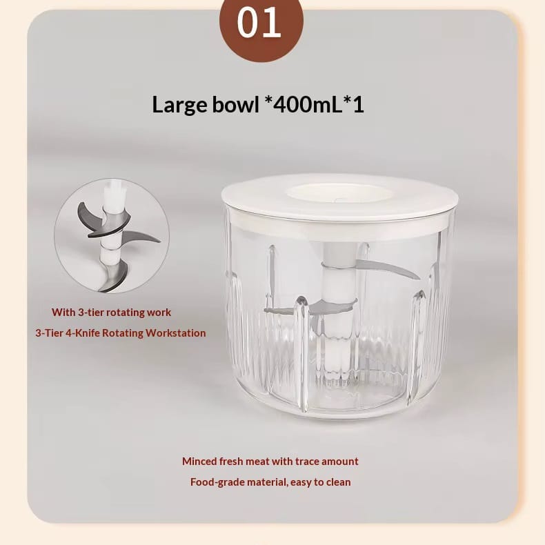 Hachoir Électrique Sans Fil 30 W USB — 1 Grand Bol 400 ml + 3 Petits Bols 200 ml hachoir electrique