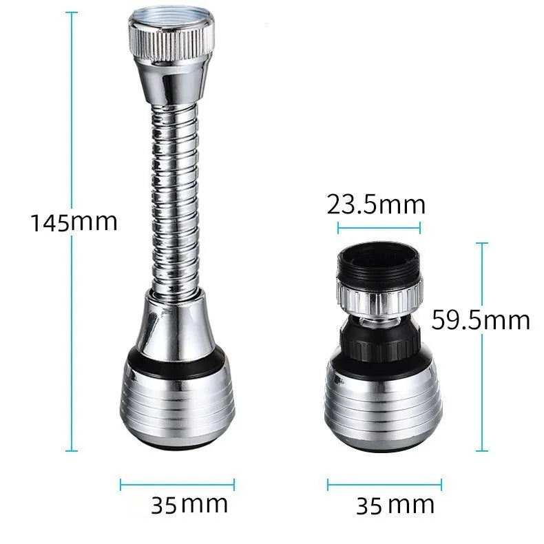 Lot de 2 Embouts de Robinet Rotatifs 360° - Court + Col Flexible, Anti-Éclaboussures