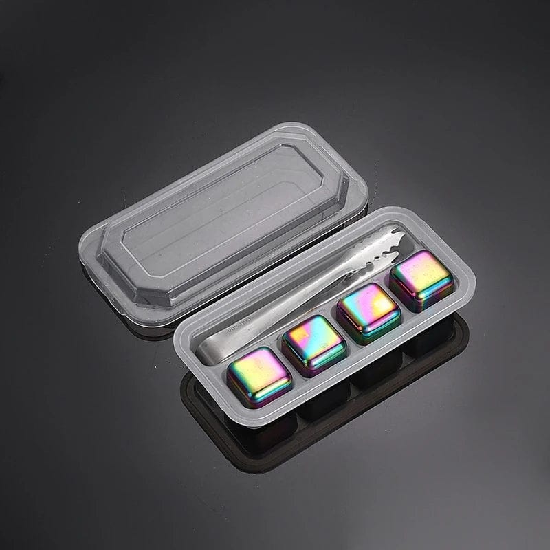 4 Glaçons Réutilisables Inox en forme de Dés arc-en-ciel glacon reutilisable