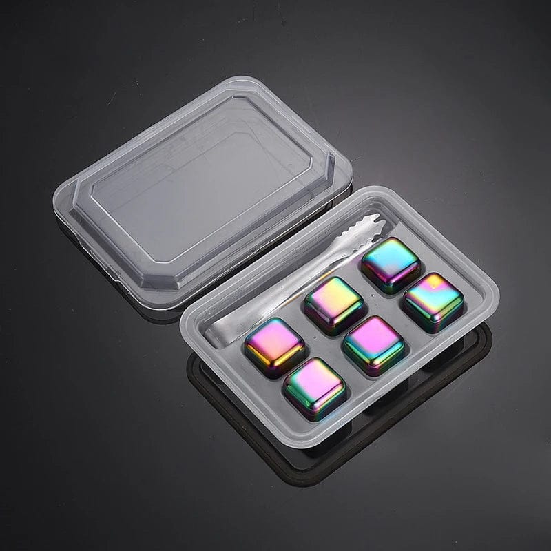 6 Glaçons réutilisables inox en forme de Dés à jouer couleur Arc-en-Ciel glacon reutilisable