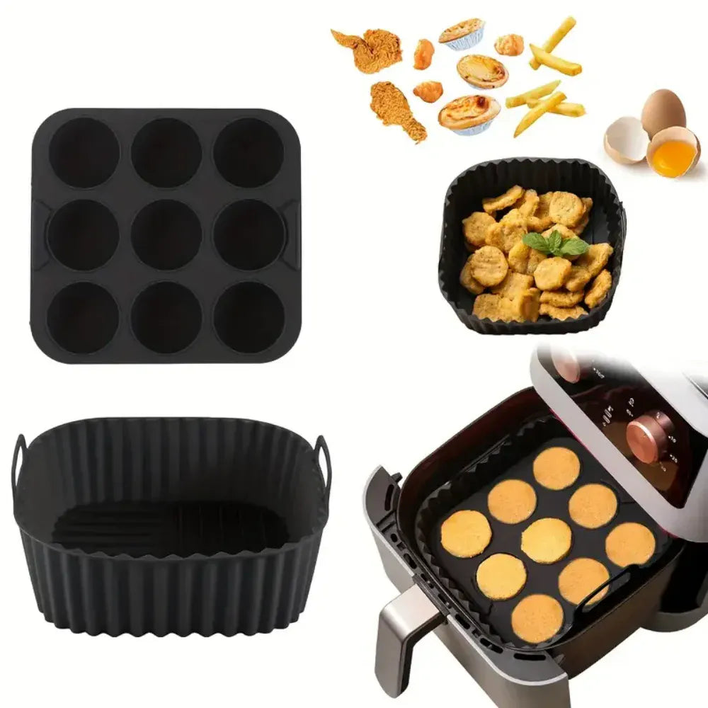 Moule Silicone Réutilisable Carré 2 Pièces pour Air Fryer Air Fryer