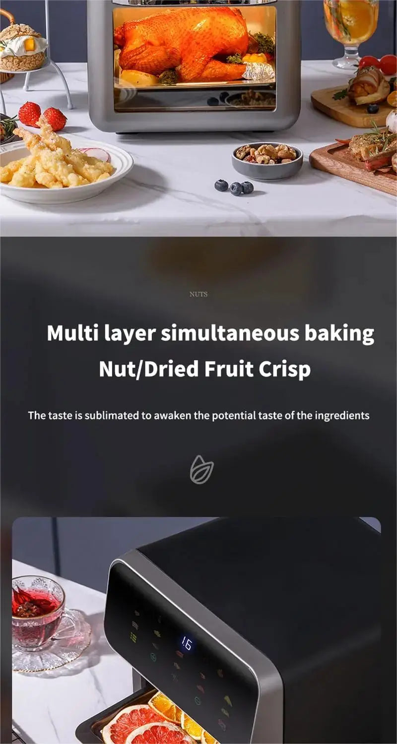 Friteuse Sans Huile 10L 1350W Écran Tactile avec Hublot Visible airfryers