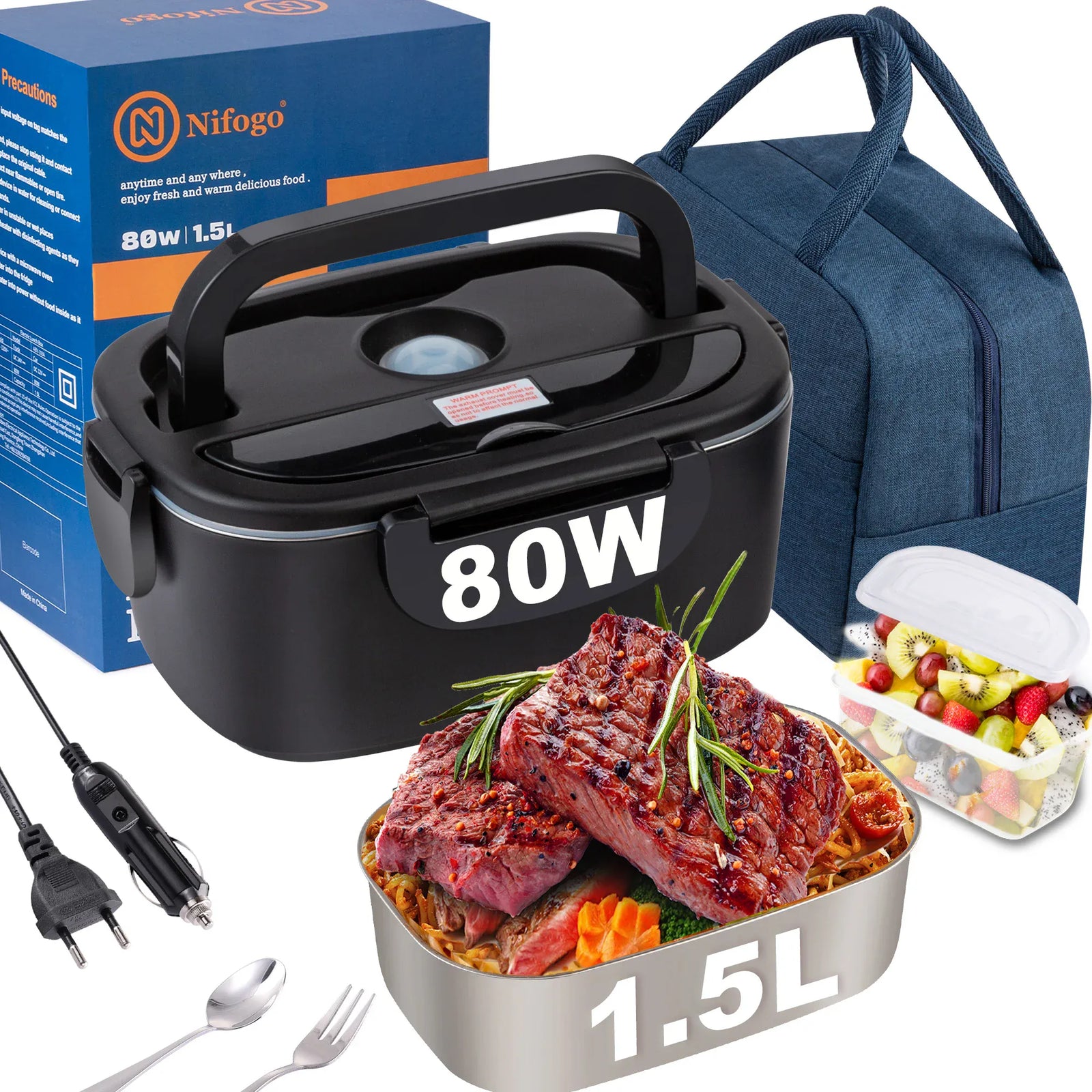 LunchBox Électrique Chauffante 80W - 1,5 à 2,5 litres lunchboxchauf