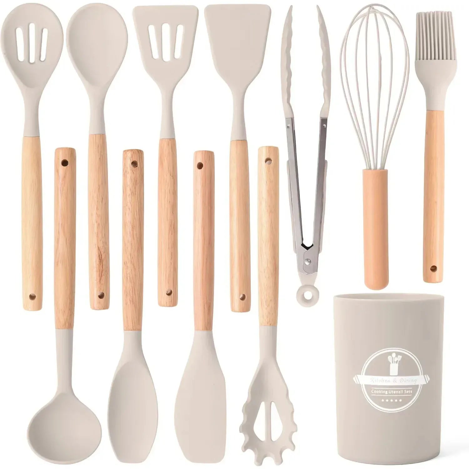 Set Ustensiles Silicone 12 Pièces | Résistant à la Chaleur avec Support spatule en silicone