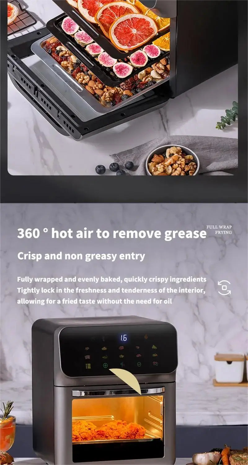 Friteuse Sans Huile 10L 1350W Écran Tactile avec Hublot Visible airfryers