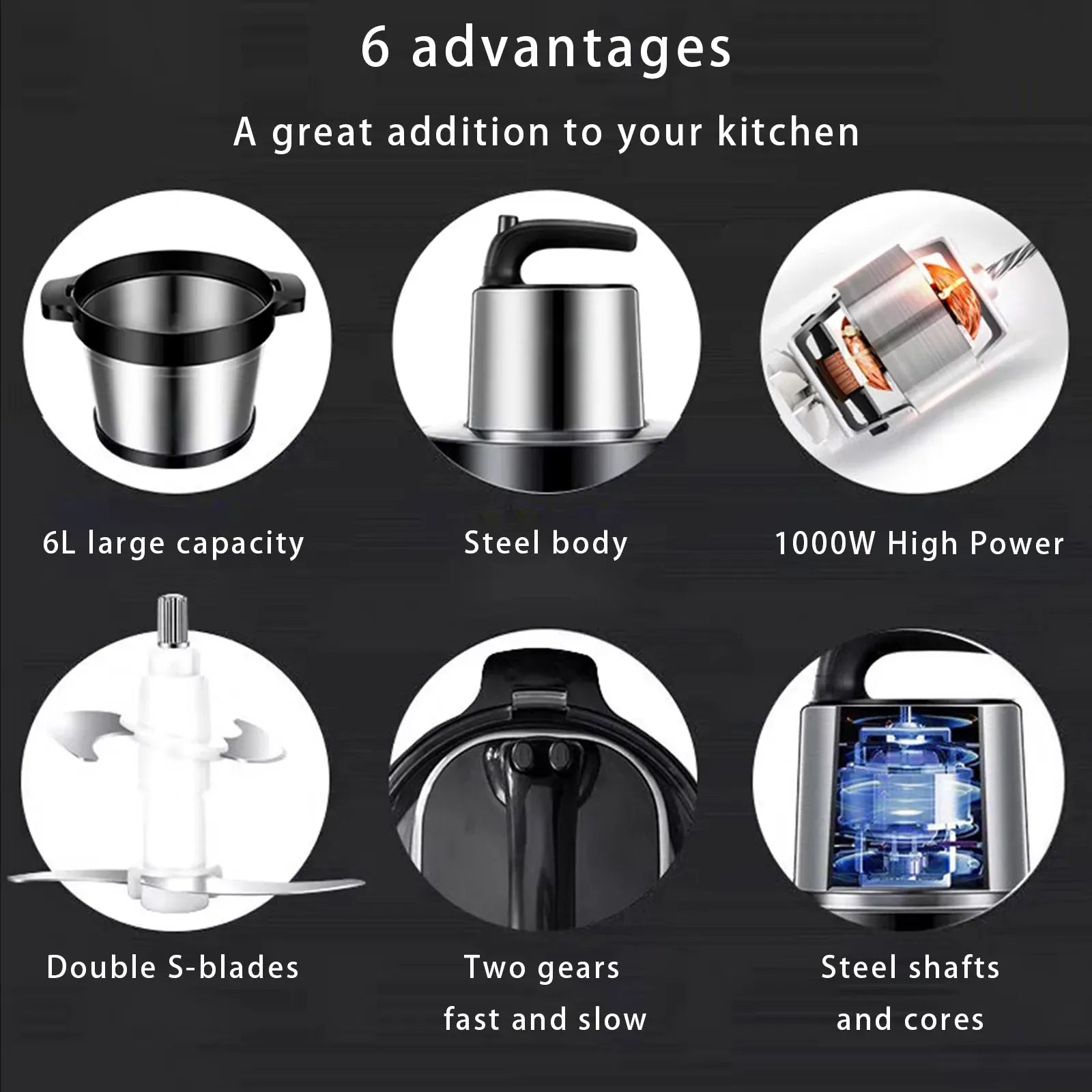 Hachoir Électrique 8L Inox 304 — 4500 W, 2 Vitesses, Double Lame en S hachoir electrique