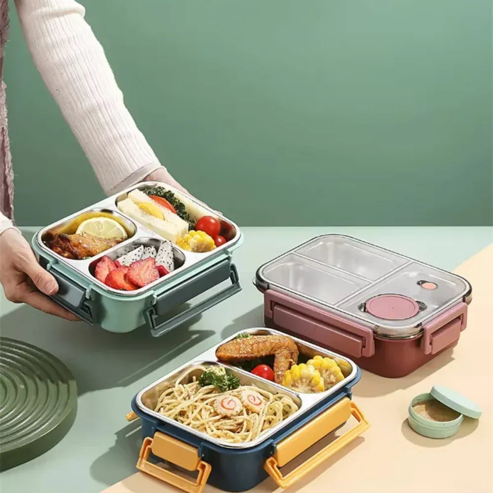 Lunchbox en Inox à 2/3 Compartiments Étanches 850ml Lunchbox