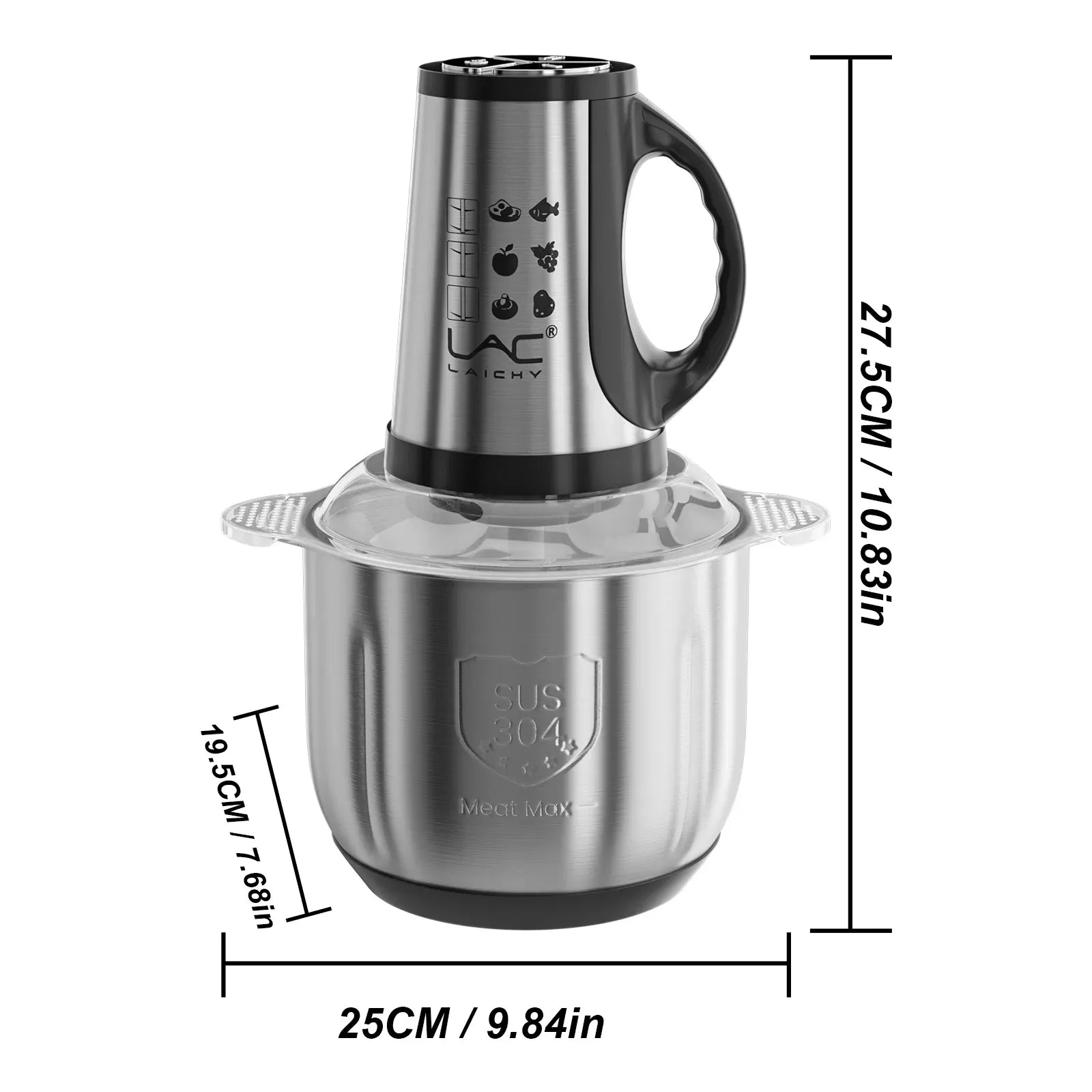 Hachoir Électrique Multifonction 300 W — Double Bol Inox et Verre, 4 Lames, 3 Vitesses hachoir electrique