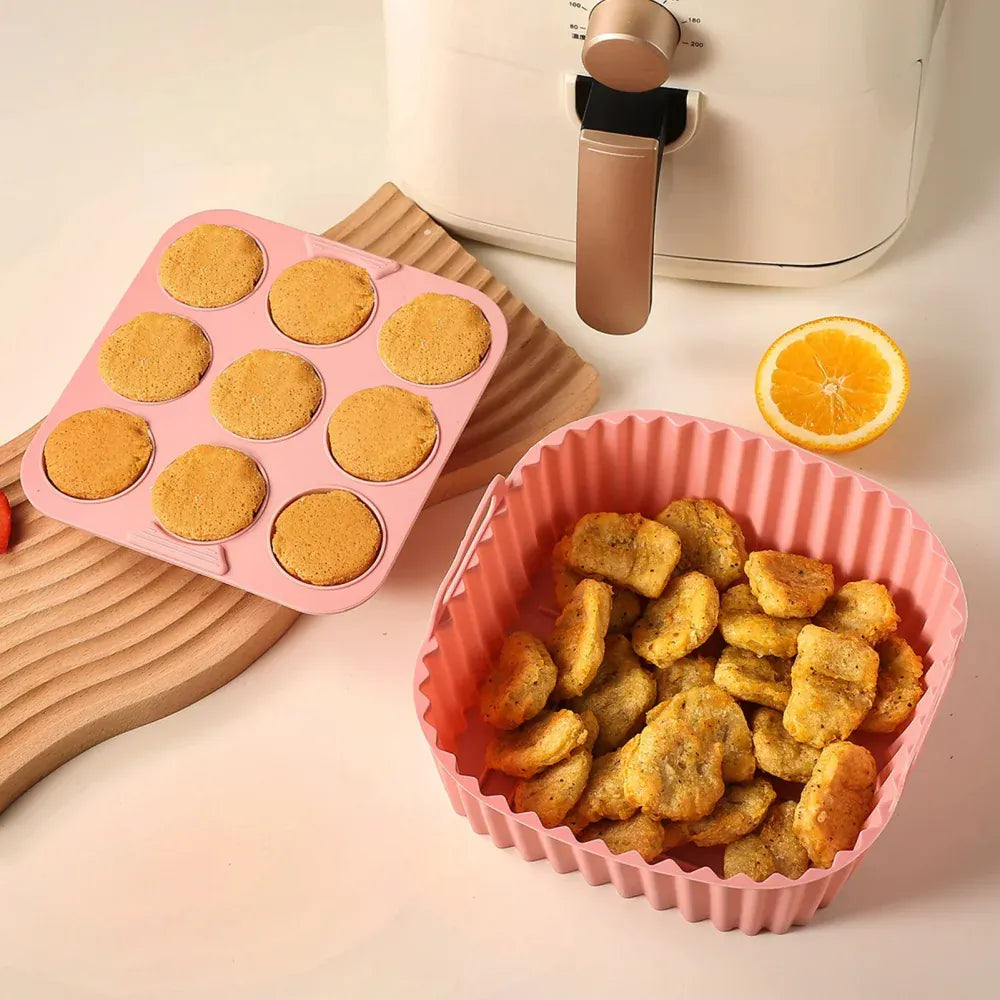 Moule Silicone Réutilisable Carré 2 Pièces pour Air Fryer Air Fryer