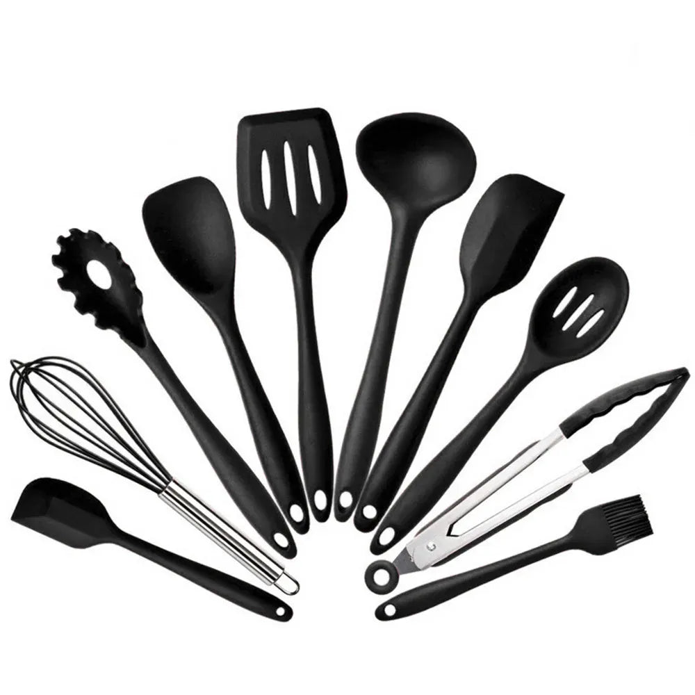 Set Ustensiles Silicone 10 pièces | Non-adhérent et résistant à la chaleur spatule en silicone