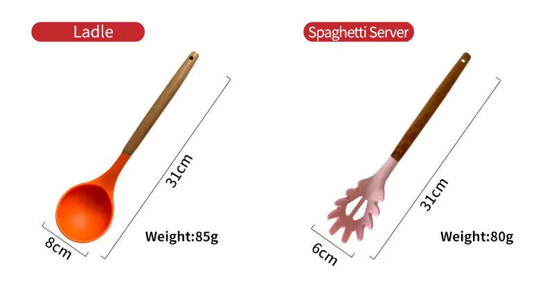 Set Ustensiles Silicone 12 pièces Cuisine | Résistants à la chaleur spatule en silicone