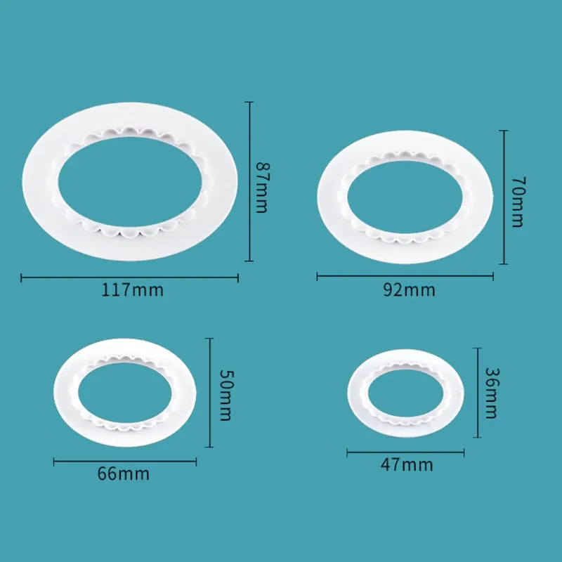 Emporte-pièces à Gâteaux Ovales en Plastique - Set de 4 Pièces emportepieces