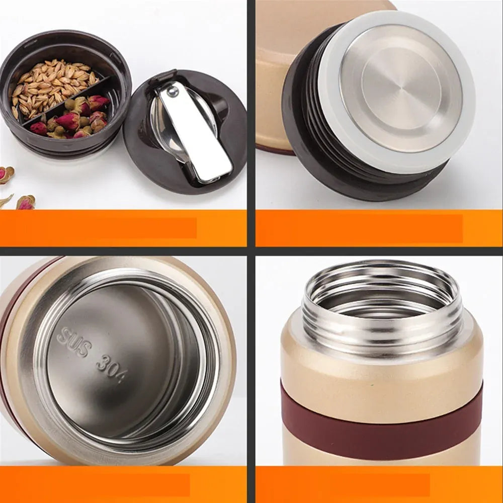 Thermos Alimentaire Isotherme 350ML500ML Inox avec Conteneurs lunchbox