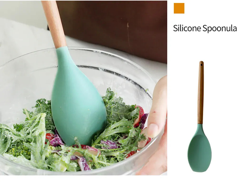 Set Ustensiles Silicone 10 pièces | Résistants à la chaleur et Antiadhésifs spatule en silicone
