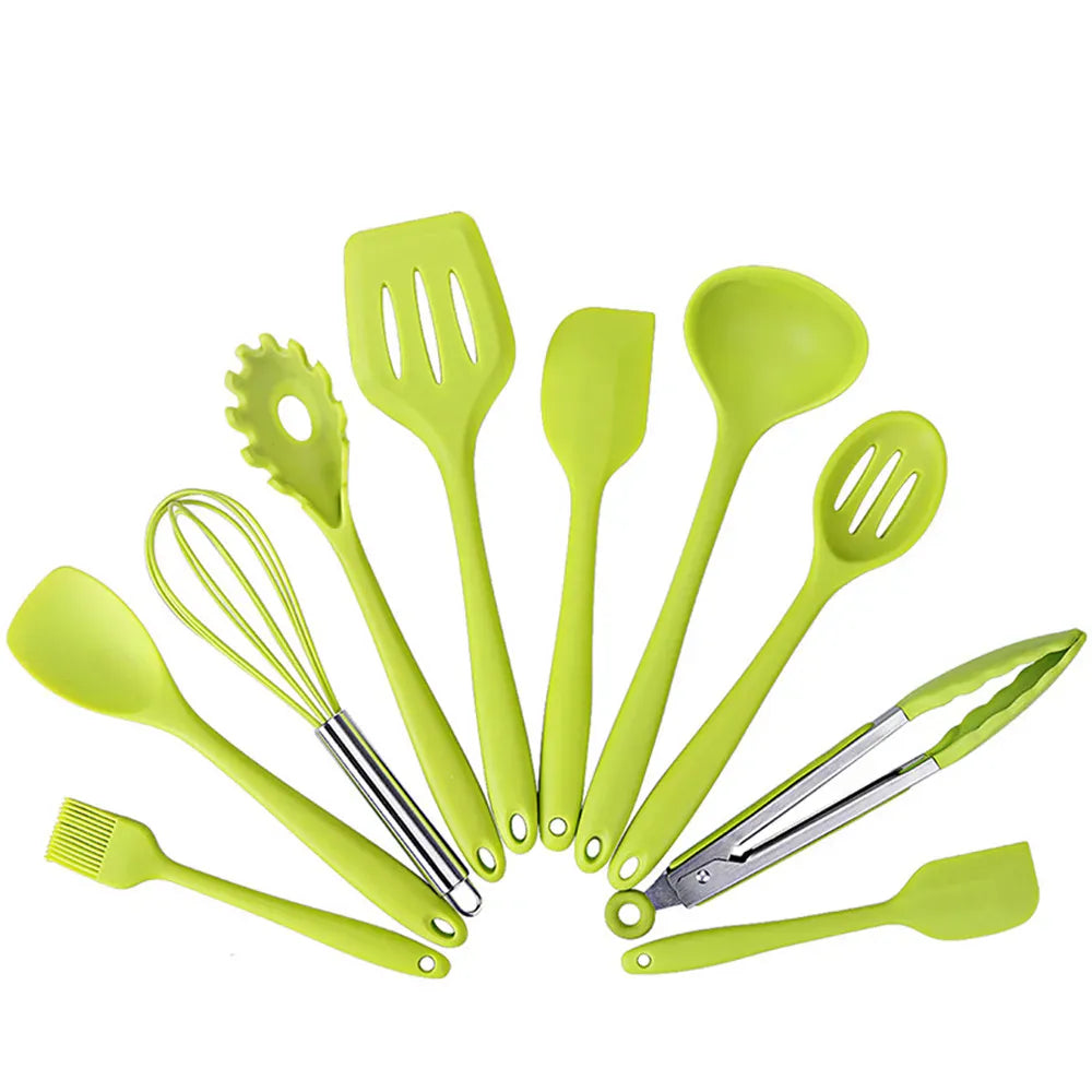 Set Ustensiles Silicone 10 pièces | Non-adhérent et résistant à la chaleur spatule en silicone