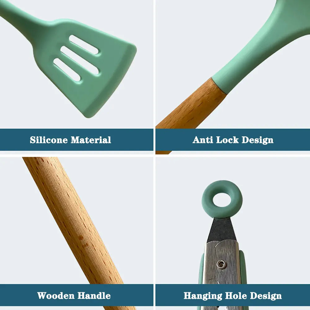 Set Ustensiles Silicone 10 pièces | Résistants à la chaleur et Antiadhésifs spatule en silicone