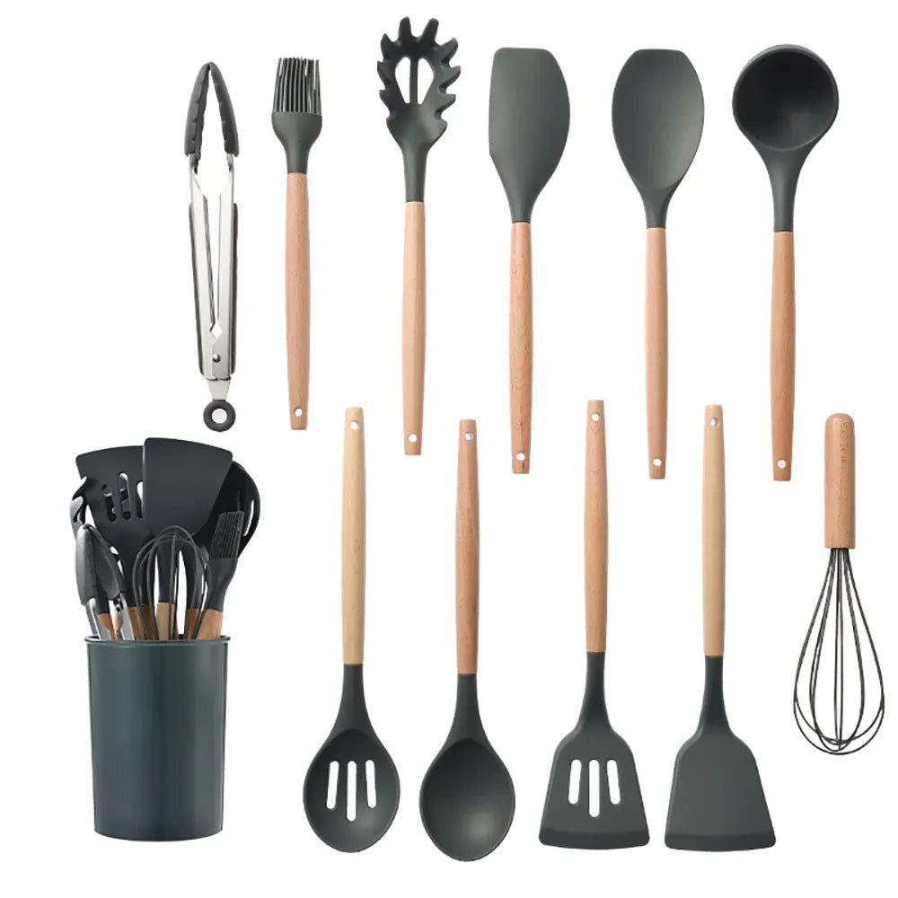 Set Ustensiles Silicone 10 pièces | Résistants à la chaleur et Antiadhésifs spatule en silicone