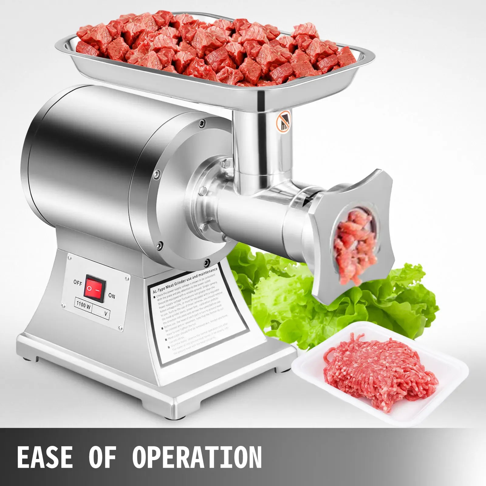 Hachoir à Viande Électrique Professionnel 1 100 W — 250 kg/h — Acier Inoxydable Hachoirs à Viande