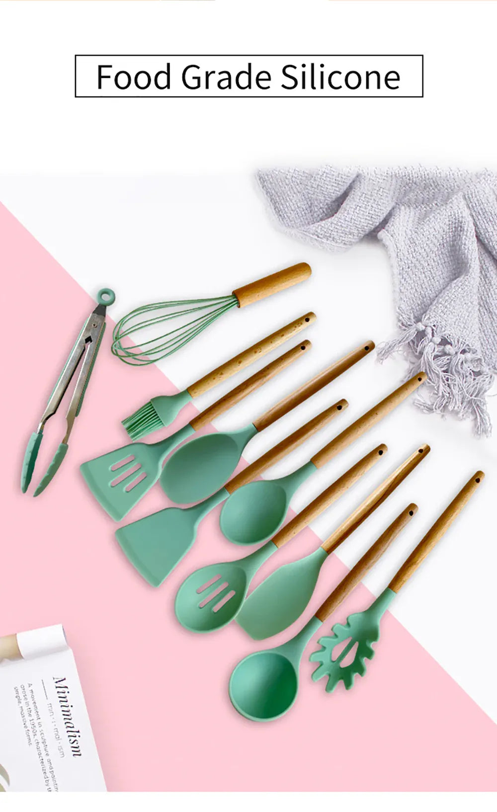 Set Ustensiles Silicone 10 pièces | Résistants à la chaleur et Antiadhésifs spatule en silicone
