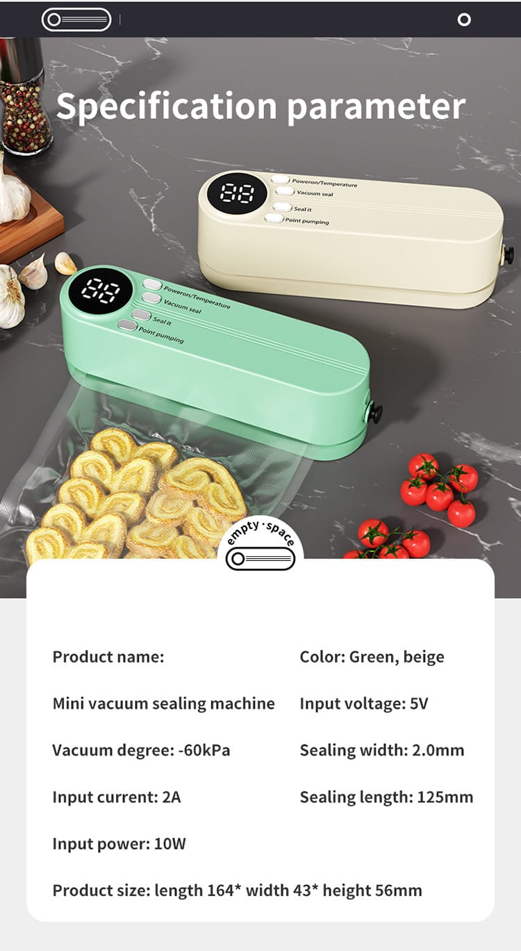 Scelleuse Alimentaire Portable Automatique pour Mise Sous Vide sv