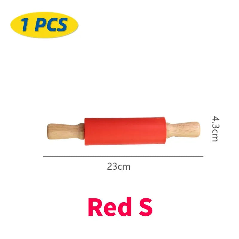 Rouleau à pâtisserie en silicone non-adhérent avec poignées en bois - Set de 14 pièces rouleaupatisserie