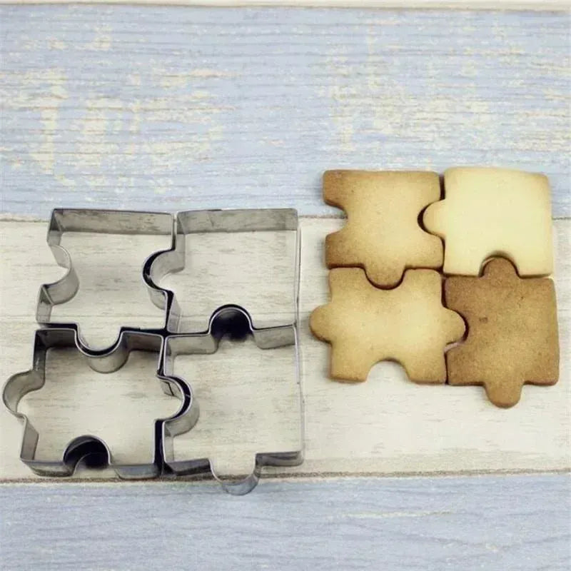 Emporte-pièces Puzzle en Acier Inoxydable - Set de 4 Pièces pour Biscuits emportepieces