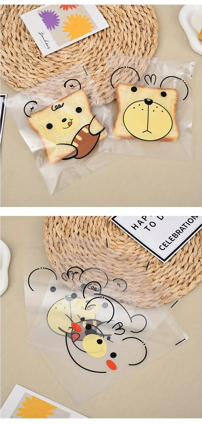 Sachets OPP Auto-adhésifs Animaux - Lot de 100 pièces 10x15 cm