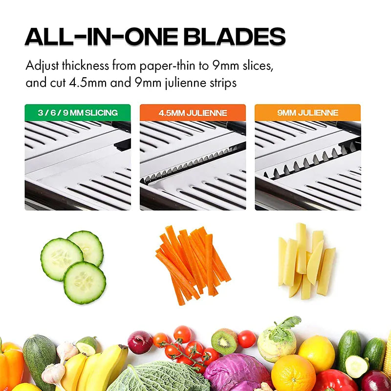 Mandoline Réglable en Acier Inoxydable | Tranche Légumes 6 Lames Mandoline