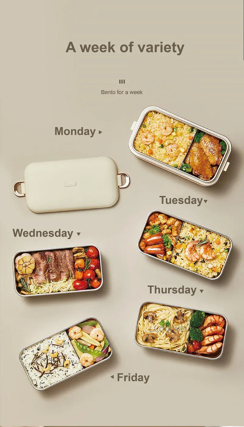 Lunch Box Chauffante Électrique 45W 800ml — Cuve Inox 304, Sans Eau, 70°C lunchboxchauf