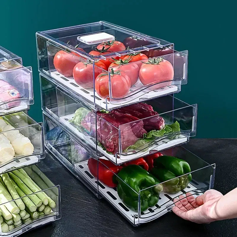 Bac de Rangement Frigo Empilable pour Légumes et Viandes 4L