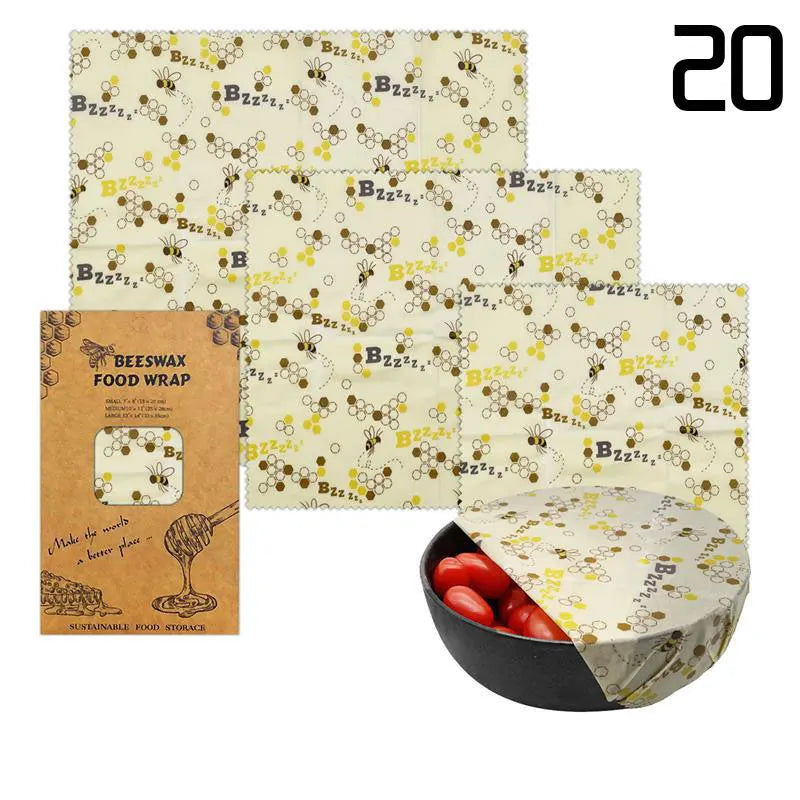 Lot de 3 Films Alimentaires Réutilisables en Coton Bio - Motifs Colorés far