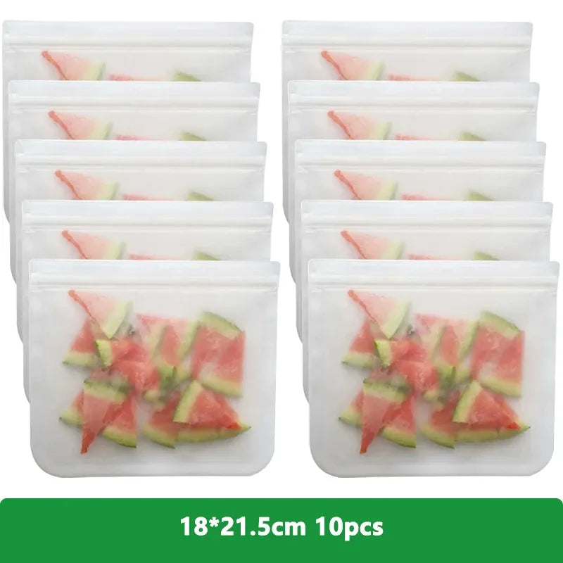 1/5/10 Pcs Reusable Ziplock Silicone Bags Dishwasher Safe Freezer Bag Lunch Bag Sandwich Bags BPA Free for Food Storage Home