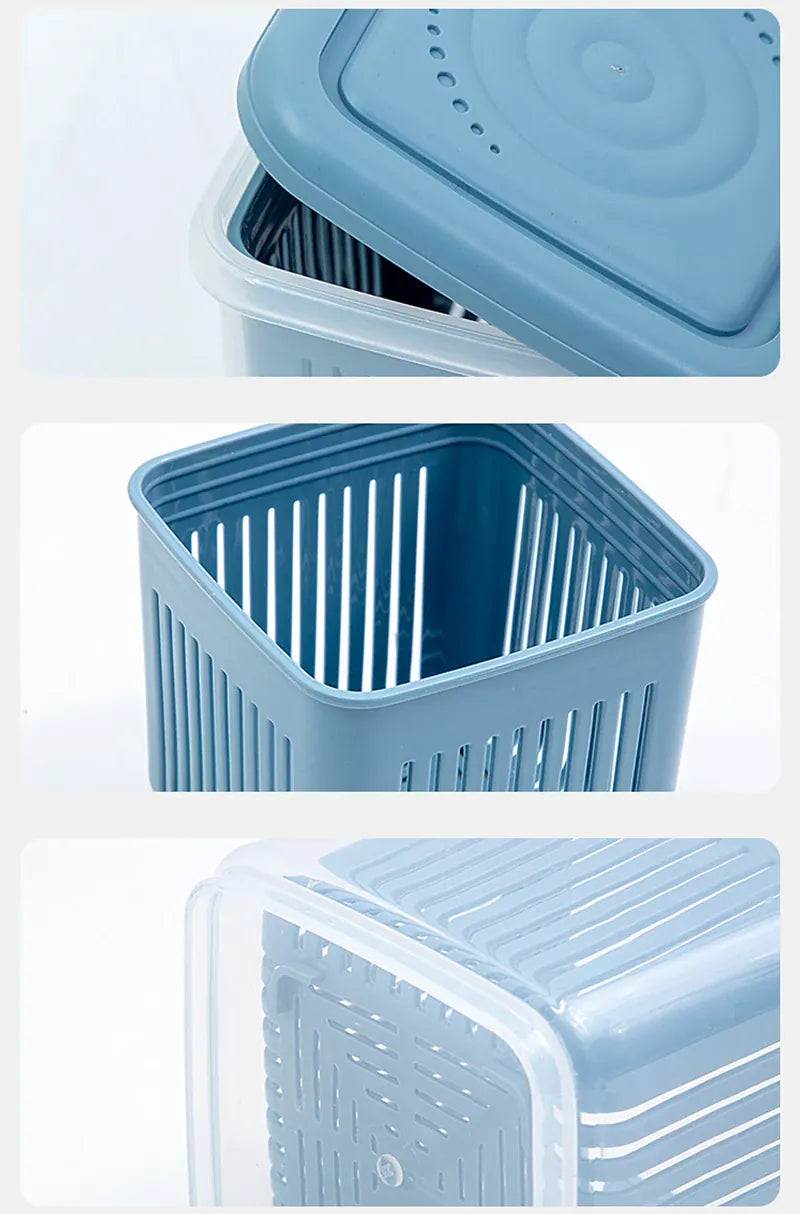 Bac de Rangement Frigo 2 Étages | Conteneurs Hermétiques pour Légumes
