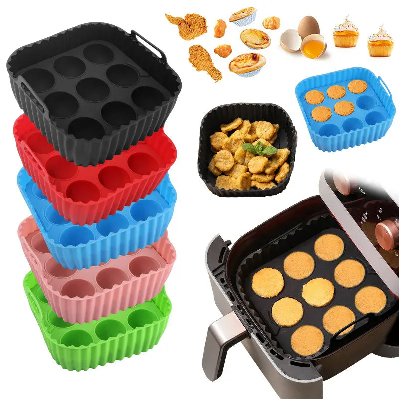 Moules Silicone Air Fryer Réutilisables Lot de 2 Pièces Carrés Air Fryer