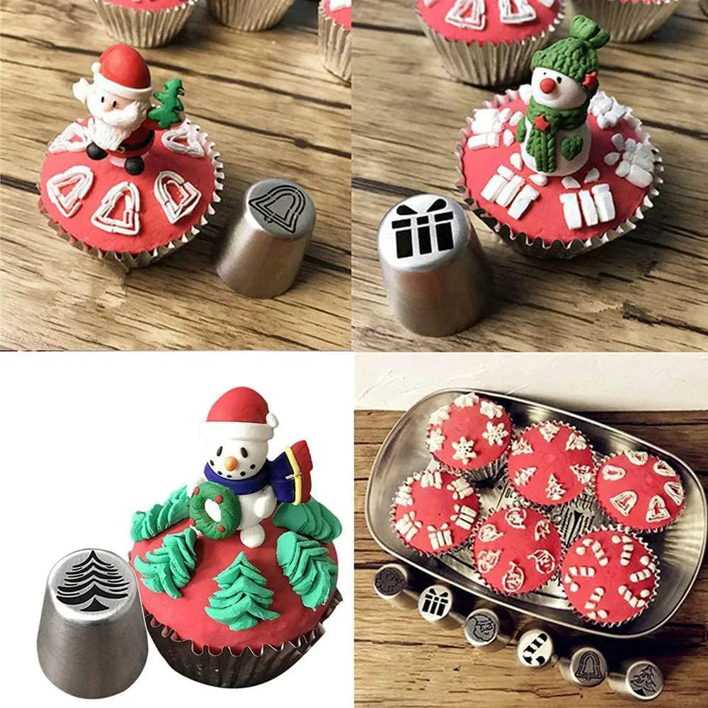 Set de 10 Douilles à Pâtisserie en Acier Inoxydable - Motifs de Noël douillepoche