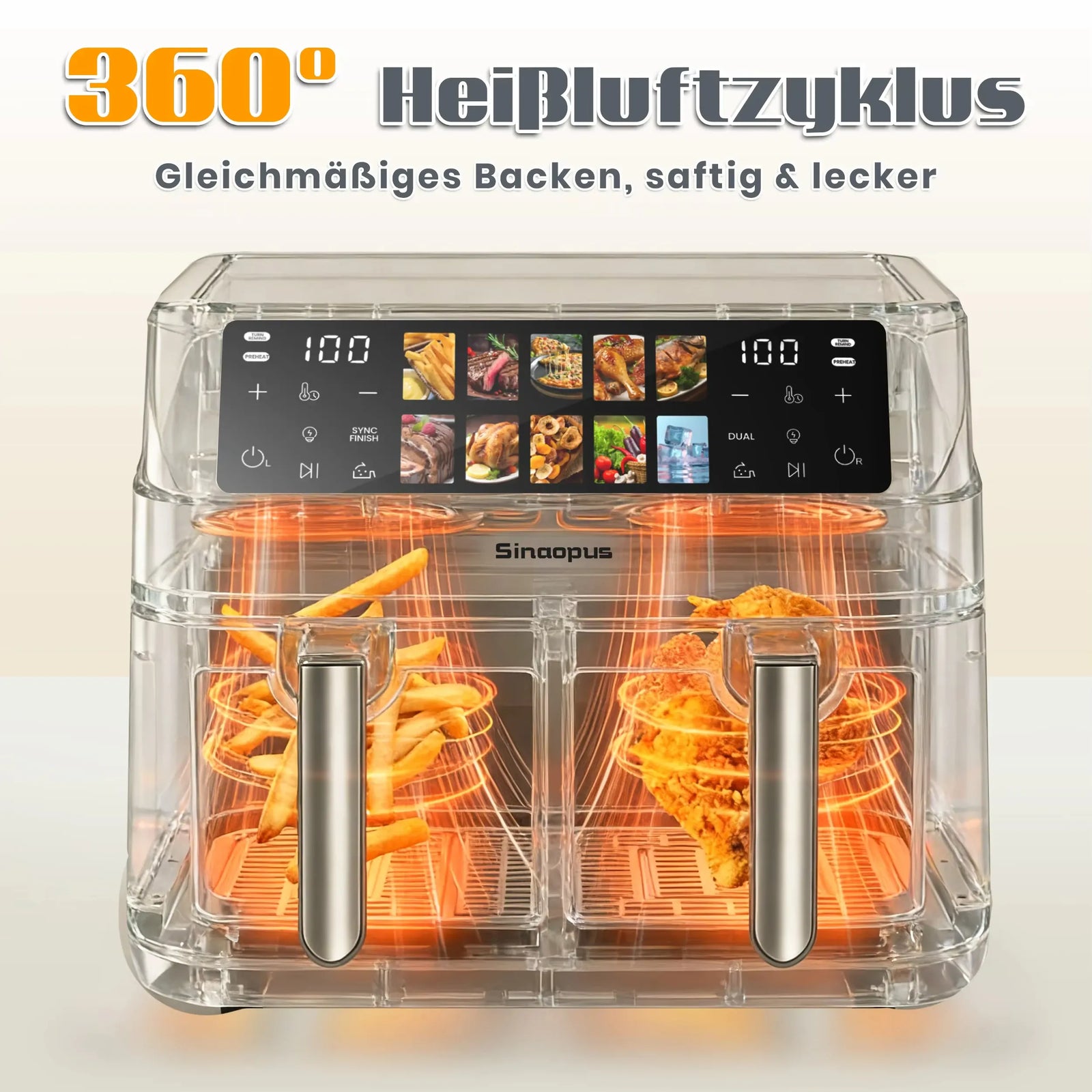 Friteuse Sans Huile 8,5L 2000W avec Hublot et Écran Tactile airfryers