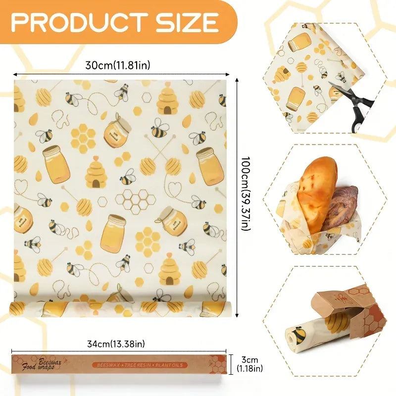 Film Alimentaire Cire d'Abeille Réutilisable 100x30 cm - Lot de 1 far