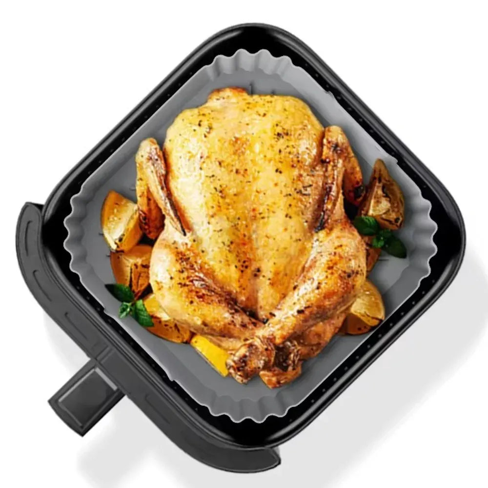 Moule Silicone Air Fryer Carré Réutilisable 55-62L avec Poignée Air Fryer