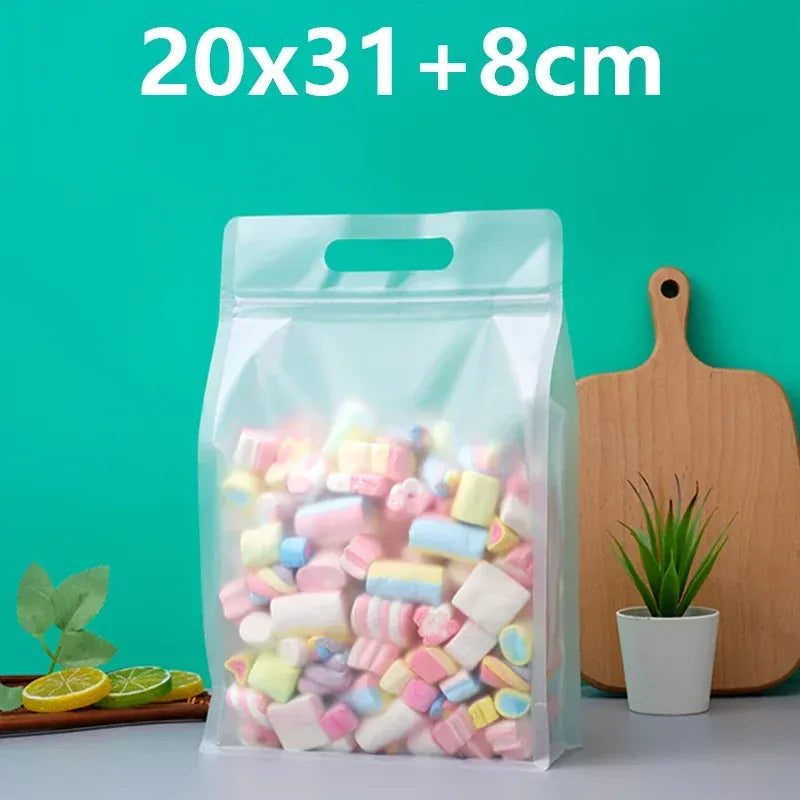 Sachets Zip Alimentaires Transparent Lot de 50 Pièces avec Poignée