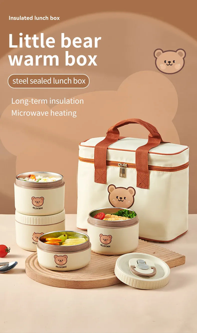Ensemble de 2 Lunchbox cylindriques isothermes pour enfants (1 litre) Lunchbox