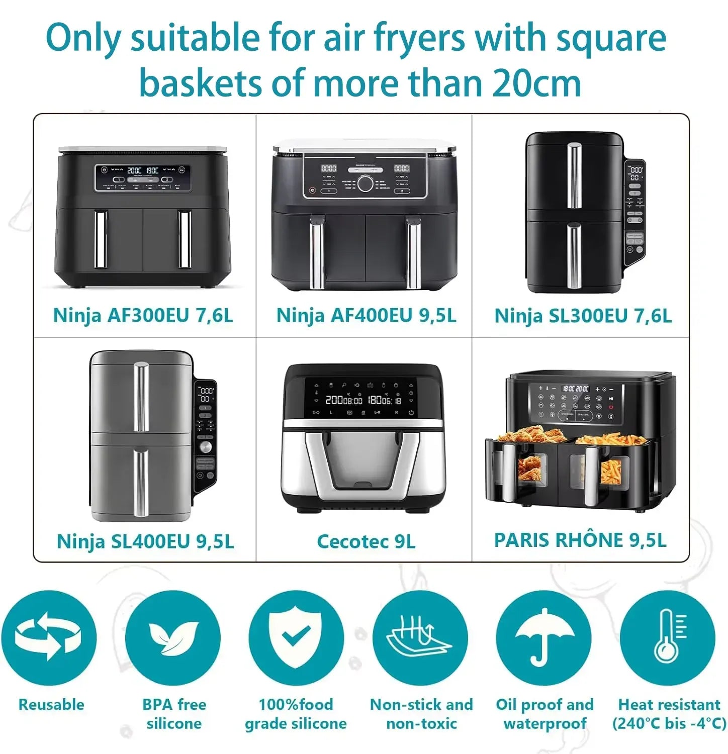 Kit Accessoires Friteuse Sans Huile - 6 Pièces Réutilisables Air Fryer
