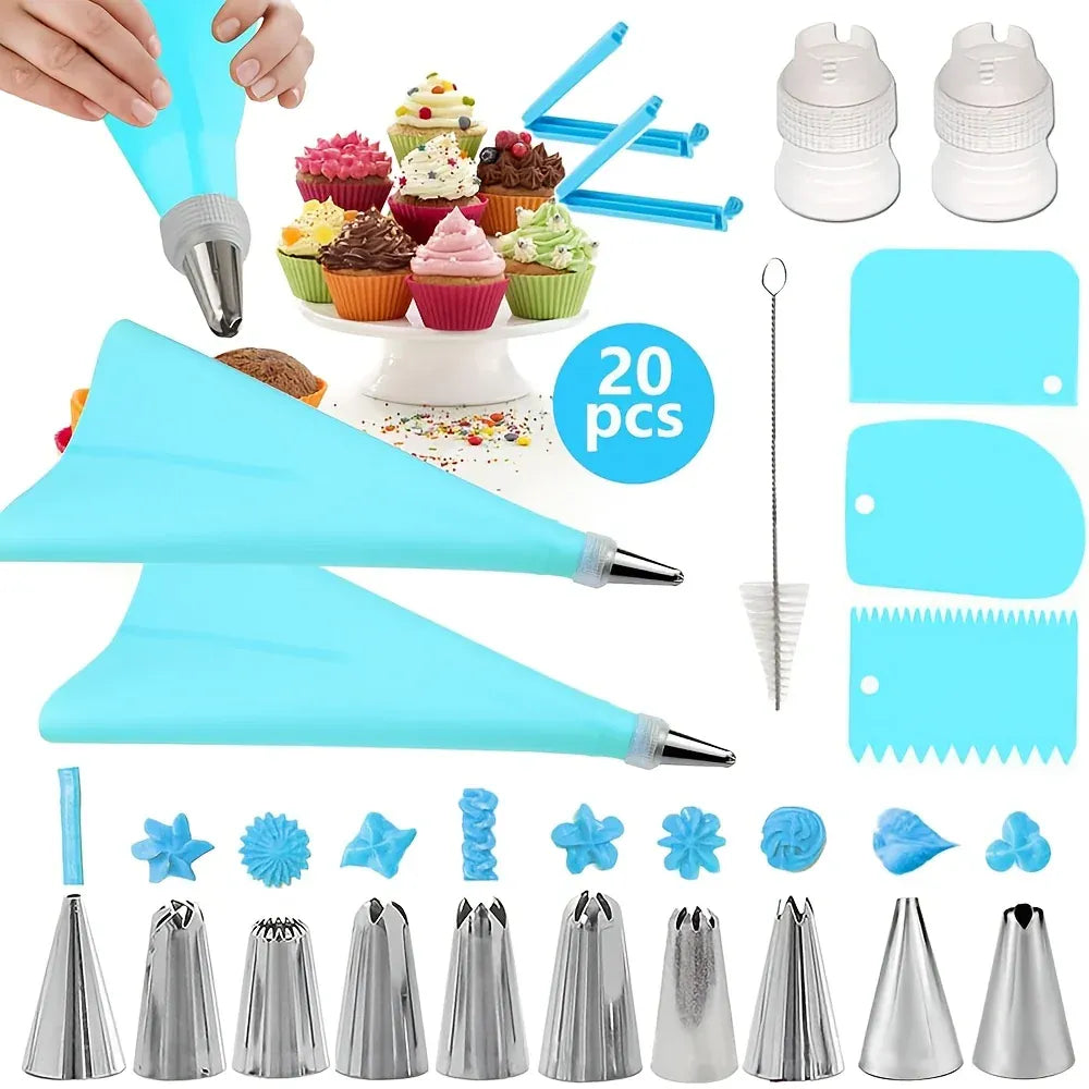 Set de Poches à Douille en Silicone avec 20 Accessoires pour Pâtisserie douillepoche