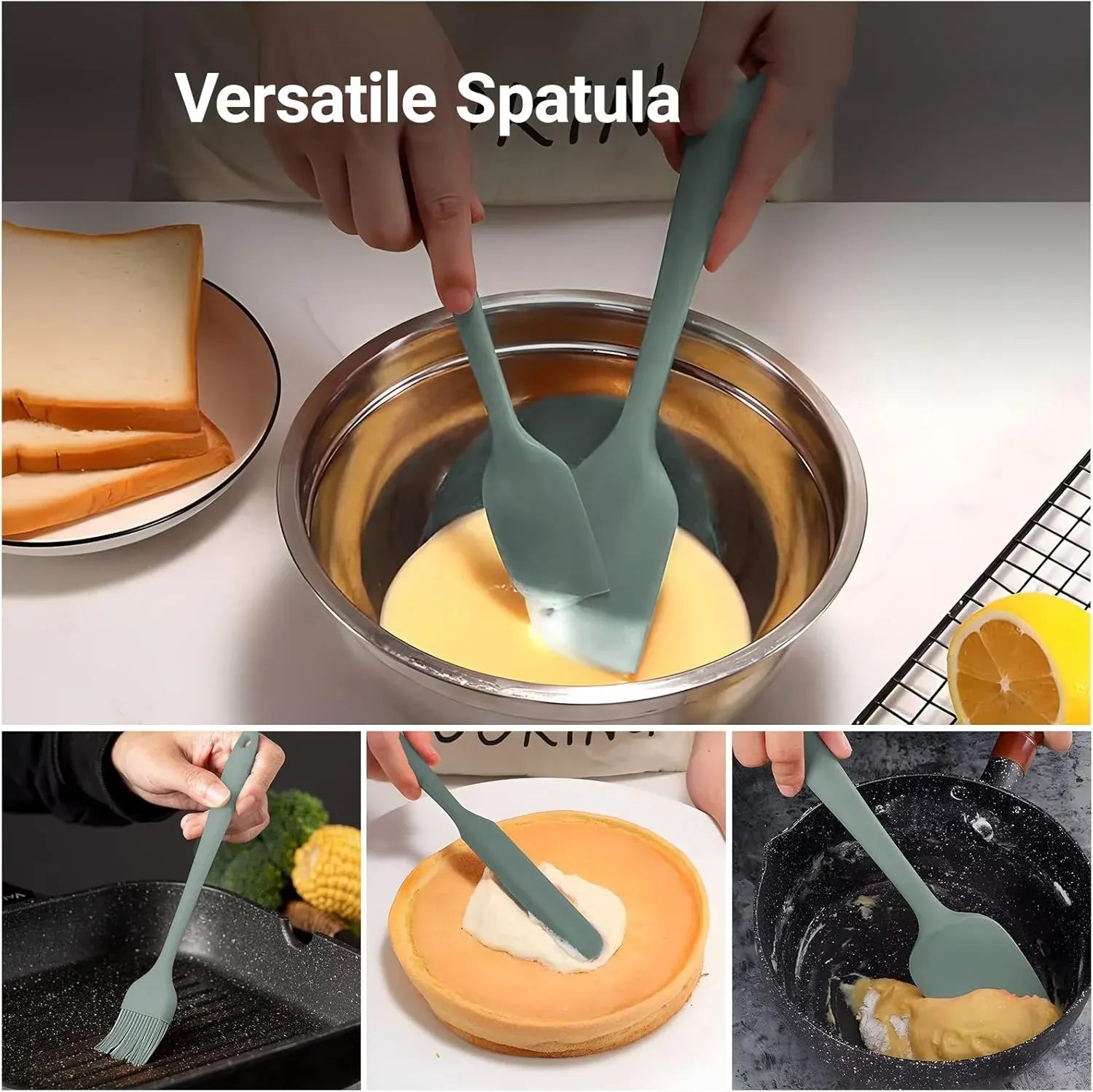 Set Ustensiles Silicone 6/9 Pieces Résistants Chaleur pour Pâtisserie spatule en silicone