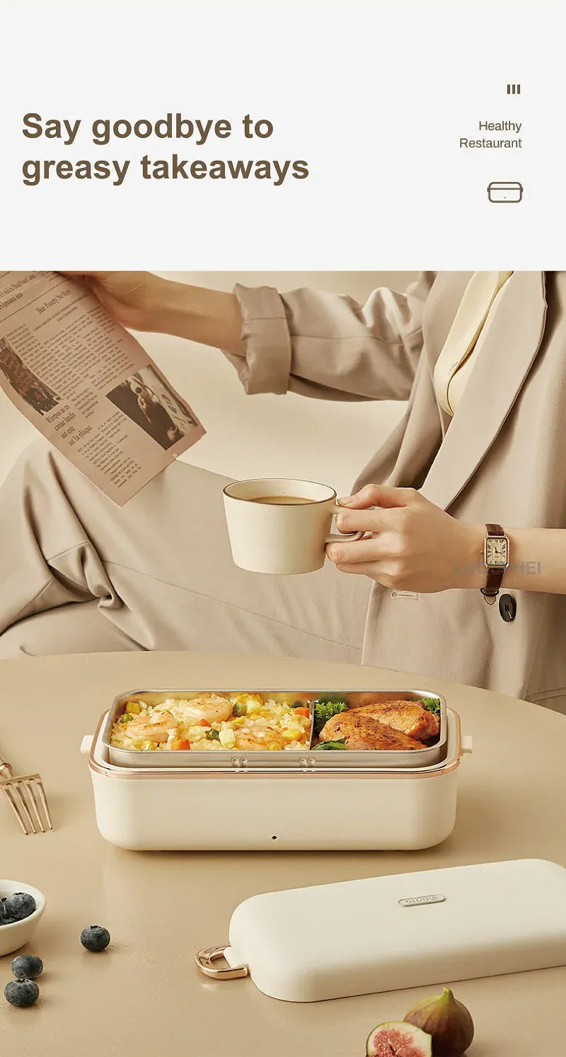 Lunch Box Chauffante Électrique 45W 800ml — Cuve Inox 304, Sans Eau, 70°C lunchboxchauf