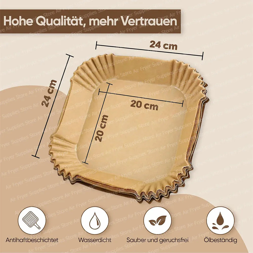 Papier Cuisson Air Fryer Jetable Carré 20cm - Lot de 200 Pièces Air Fryer