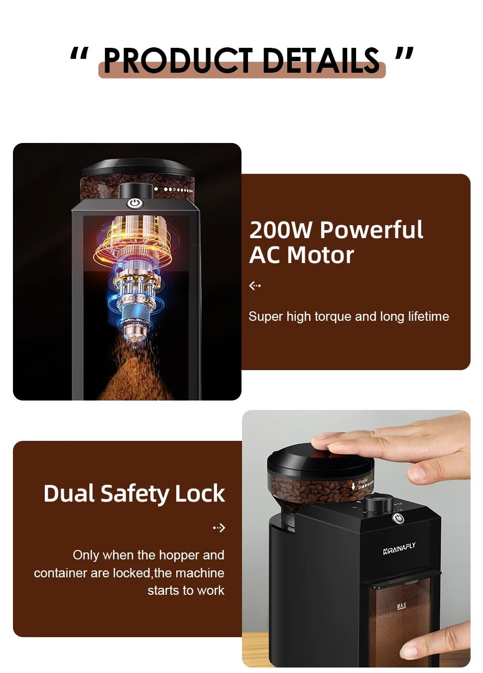 Moteur 200 W et double verrouillage de sécurité