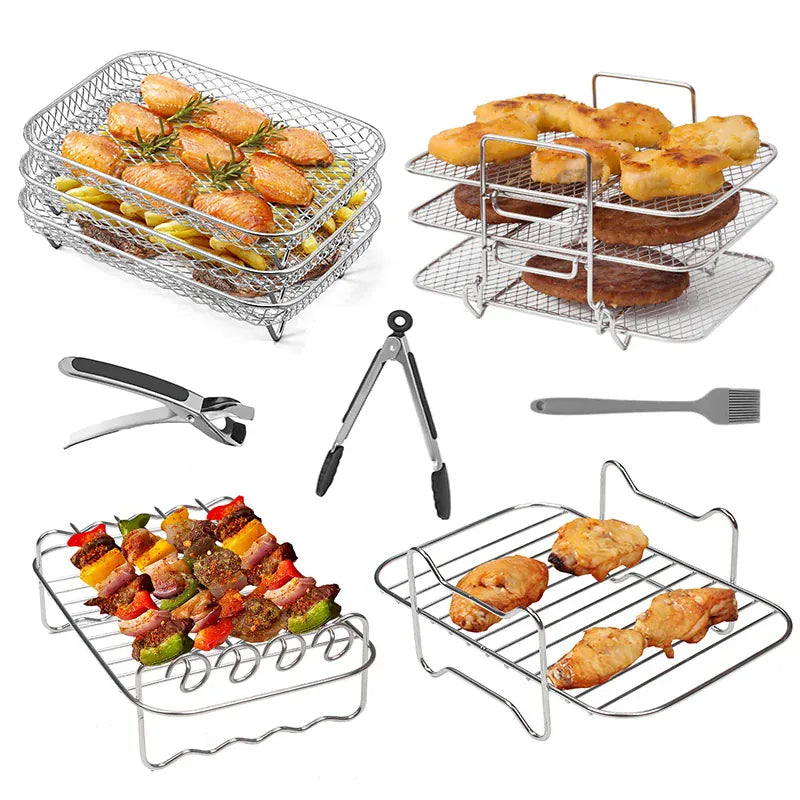 Grille Inox Air Fryer Rectangulaire - Lot de 3 Pièces Air Fryer