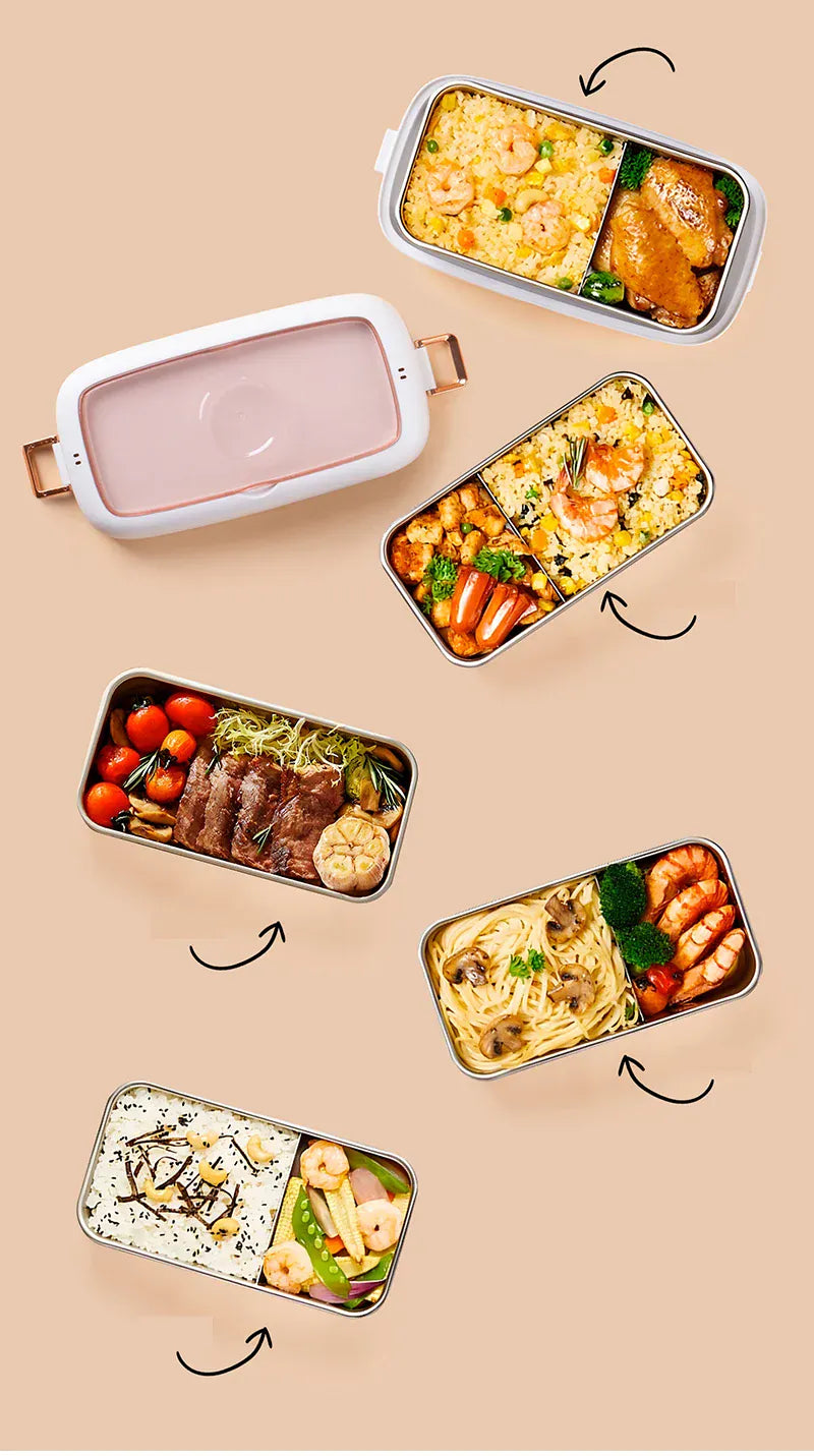 Lunch Box Chauffante Électrique 800 ml — Cuve Inox, 70 °C, USB et Secteur 220 V lunchboxchauf