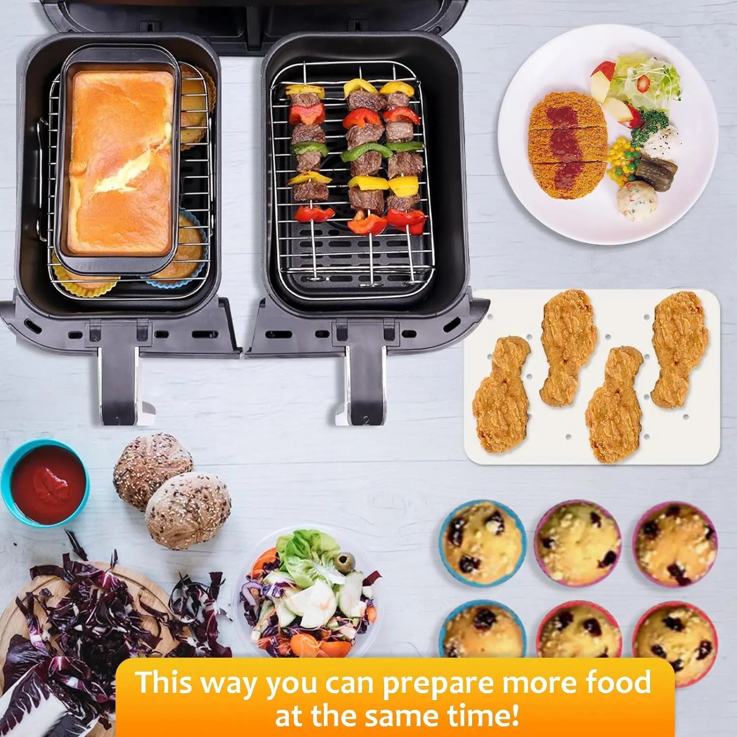 Kit Accessoires Air Fryer BBQ Grill et Moules à Pizza 9 pièces Air Fryer
